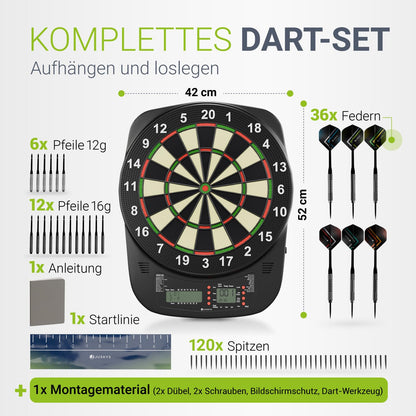 Juskys Elektronische Dartscheibe mit LCD-Display und 32 Spielen