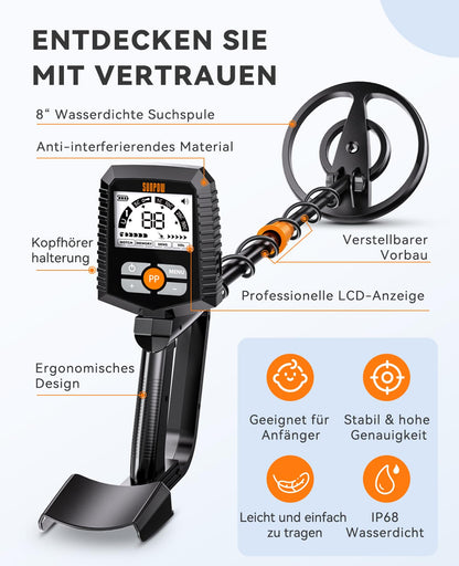 SUNPOW Metalldetektor für Erwachsene und Kinder – Multifunktional