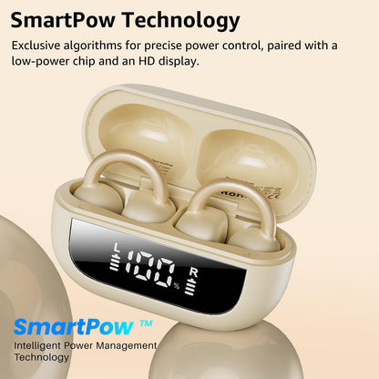 TOZO OpenEarRing Open-Ear-Kopfhörer, Bluetooth 5.4, Clip-On, Khaki