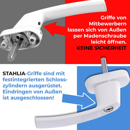 Stahlia Fenstergriffe abschliessbar, Aluminium weiss, 10 Stück