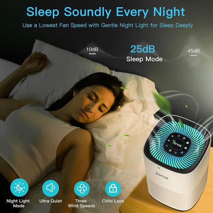 AIRTOK AP1001 Luftreiniger – H13 HEPA Filter für 92m²