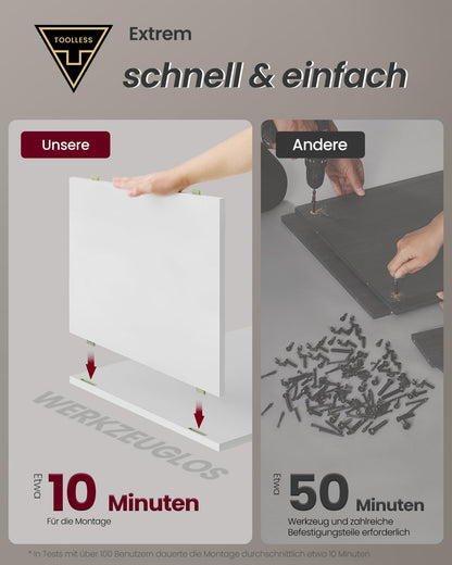 VASAGLE Nachttisch LET777W04 mit Ladefunktion und Schublade, mattweiss