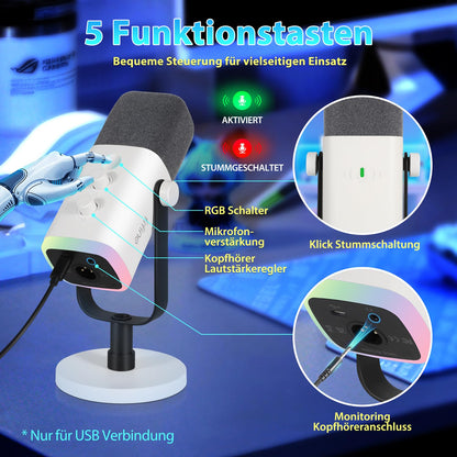 FIFINE MI13 Dynamisches Mikrofon USB/XLR für Streaming Podcast Gaming