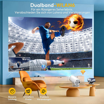 Xgody Gimbal 3 New Tragbarer Projektor 720p HD Android 11 - Weiss