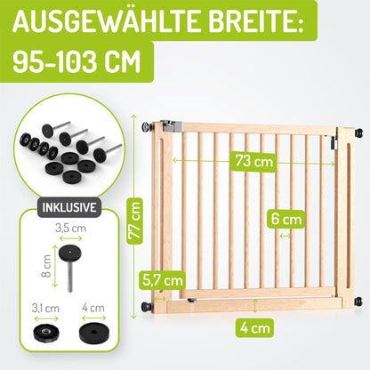BOMI Miko Baby Schutzgitter – Holz Schwarz 95-103cm ohne Bohren