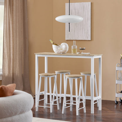 SoBuy OGT22-WN Bartisch Garnitur 5-teilig weiss-Natur