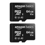 Amazon Basics microSDXC Speicherkarte 64 GB U3 A2 + Adapter, 2er-Pack in Schwarz, für Foto und 4K-Video