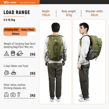 SKYSPER Wanderrucksack 30L, wasserfest, mit Netzrücken und Hüftgurt