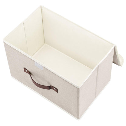TYEERS Aufbewahrungsbox mit Deckel, faltbar, Stoff, 5 Stück, beige