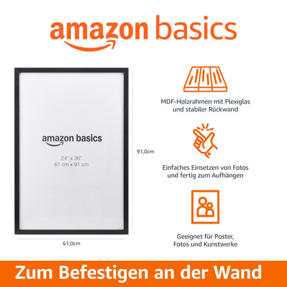 Amazon Basics Bilderrahmen aus Holz, 61 x 91 cm, Schwarz
