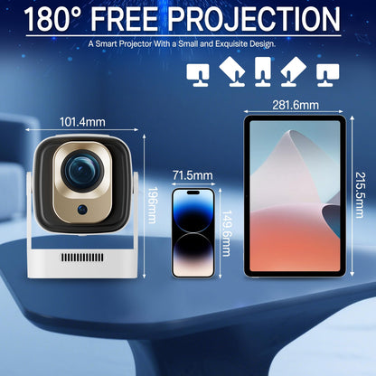 Mini Videoprojektor 4K Android 11.0 - 12000 Lumen, 180° Dreh