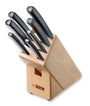 F. DICK ProDynamic Holzmesserblock Set 7-teilig Küchenmesser: Brauner Holzblock mit 7 schwarzgriffigen Küchenmessern. Dient zur sicheren Aufbewahrung.