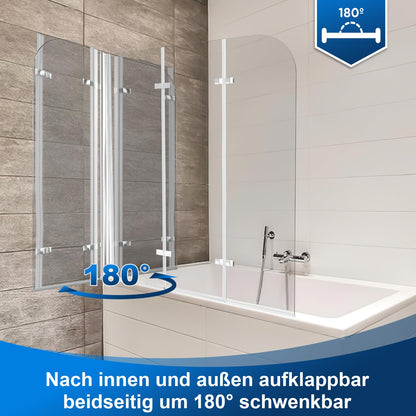 Jiubiaz Duschwand Badewanne 120x140cm faltbar - Silber Transparent