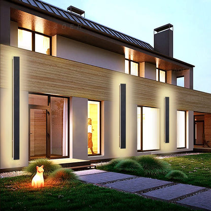 Lange Wandleuchte Villa LED Aussen/Innen 100cm schwarz
