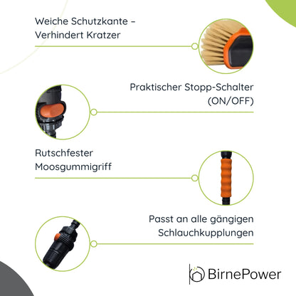 BirnePower Autowaschbürste mit Teleskopstange 180–300 cm