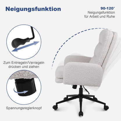 Youhauchair Kaschmir Schreibtischstuhl Ergonomisch - Creme