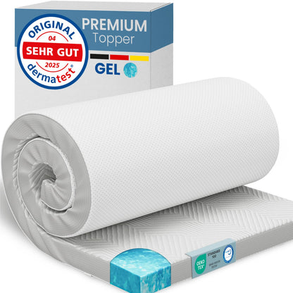 ELONEO Gel Topper 80x200 cm, Matratzentopper aus Gel-Memory-Schaum mit 3D-Netz-Bezug