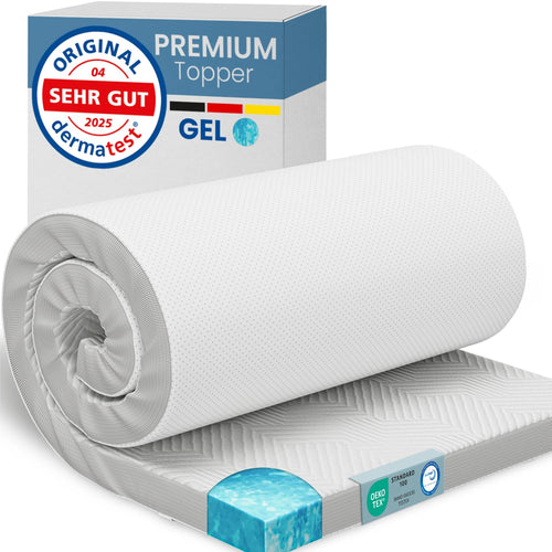 ELONEO Gel Topper 180x200 cm – Matratzentopper mit Gelschaum, 5 cm, 3D-Netz-Bezug und Eckschlaufen