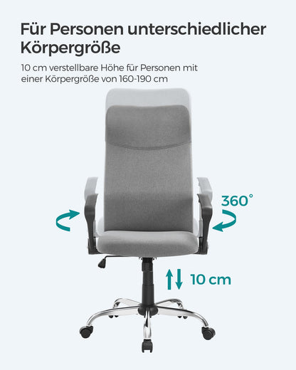 SONGMICS OBN034G01 Ergonomischer Schreibtischstuhl - Grau