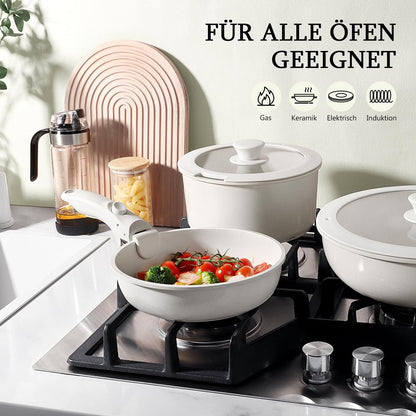 GiPP Topfset 11-teilig mit abnehmbarem Griff, Induktion, weiss