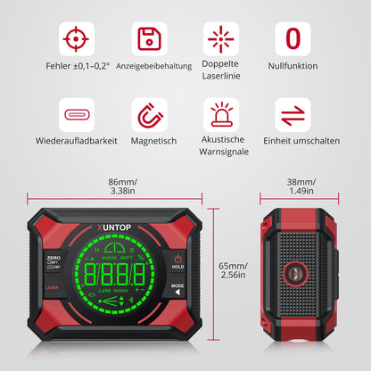 XUNTOP DL905 Digitaler Winkelmesser 3-in-1 mit Laser und LED-Display