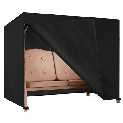 Dokon Hollywoodschaukel Abdeckung 3-Sitzer wasserdicht 210x150x150 cm, schwarze Schutzhülle aus Oxford-Gewebe