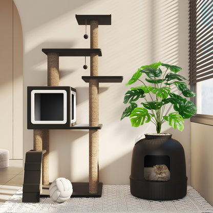 Lifewit Katzenklo Blumentopf Versteckte Katzentoilette XXL - Schwarz