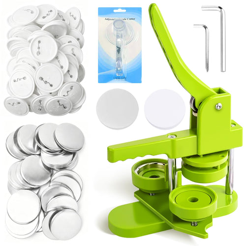 WARM&LOVE Buttonmaschine 58 mm – Buttonpresse Set mit 100 Rohlingen, Kunststoffgehäuse, Kreisstanzer