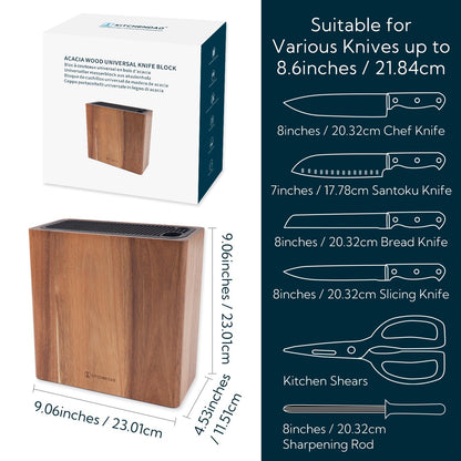 KITCHENDAO Messerblock XL Akazienholz Universal Messerhalter