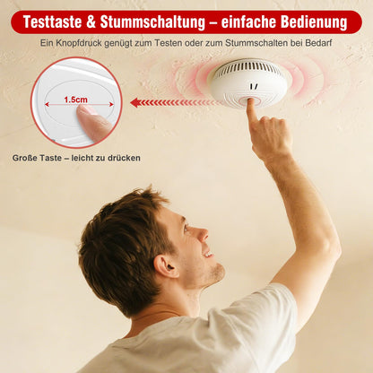DAYTECH Rauchmelder 10 Jahre Batterie, 6er Set mit Magnethalterung