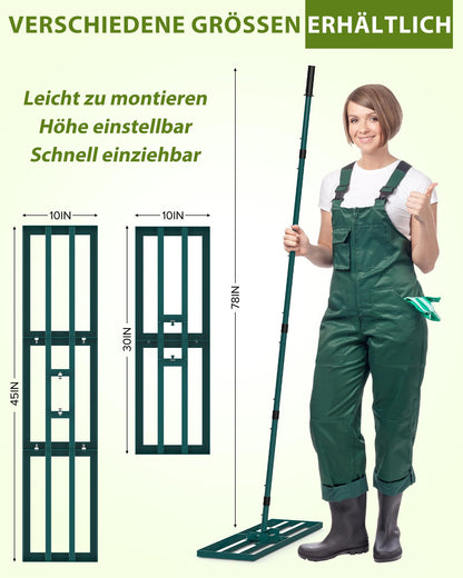 TITECK Rasenrechen Nivellierrechen 76x25 cm mit 198 cm Stiel