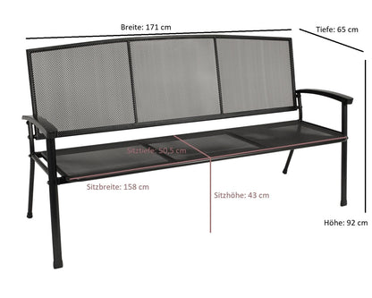 DEGAMO Gartenbank Rivo 3-sitzer XL - Stahl Eisengrau