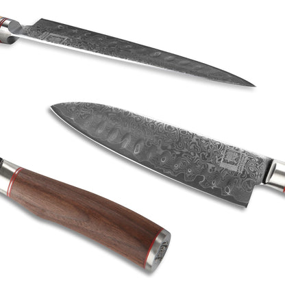 Zayiko Kurumi Premium Damast Santokumesser – 17,5 cm