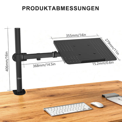 WALI Laptop Halterung M00LP für Schreibtisch bis 17 Zoll, schwarz