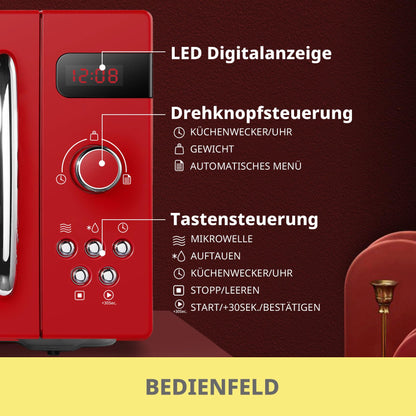 Comfee CMSRO 20 di rd Retro-Mikrowelle 20 Liter Rot