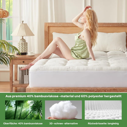 BEDLORE Matratzentopper 180x200 cm aus Bambus-Viskose, weiss