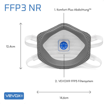VEVOX FFP3 Atemschutzmaske mit Ventil – 5er, 10er oder 20er Set