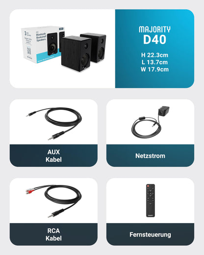 MAJORITY D40 Bluetooth Regallautsprecher 60W HiFi Stereo