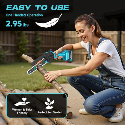 CEEPUY Mini Akku Kettensäge 6 Zoll mit 2 Akkus, 880 W Motor