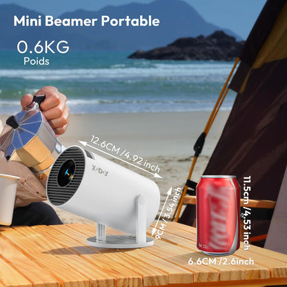 Xgody Gimbal 3 New Tragbarer Projektor 720p HD Android 11 - Weiss