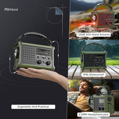 Mesqool Kurbelradio CR1030 Solar Notfallradio mit AM/FM Empfang