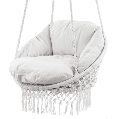 Vivere Makramee Deluxe Hängesessel mit Fransen, Natur