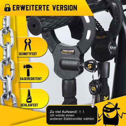 AMZLOCK E-Scooter Schloss 8 mm Kettenschloss mit Handschellenschloss