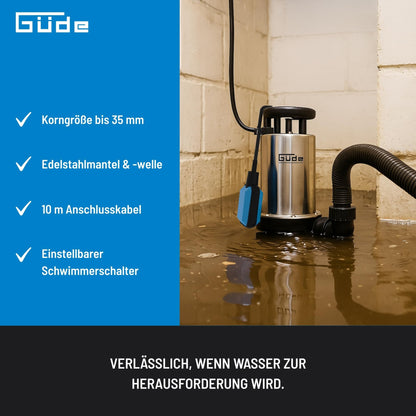 Güde Schmutzwassertauchpumpe GS 1103 PI, 1100 W, 20.000 l/h
