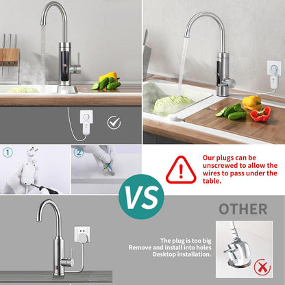 HOMELODY Elektrischer Wasserhahn mit Durchlauferhitzer 230V Edelstahl