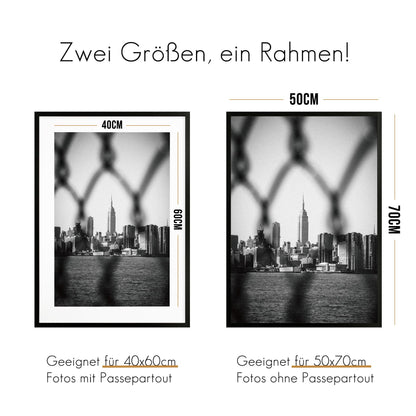 VUVUZULA Bilderrahmen 50x70 cm Schwarz, 3er-Set mit Passepartout