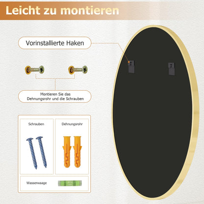 Koonmi 80cm Rund Gold Spiegel - Aluminiumrahmen