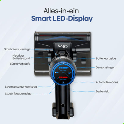 Olvy Akku-Staubsauger mit Wischfunktion, 350 W, 35 kPa, HEPA-Filter