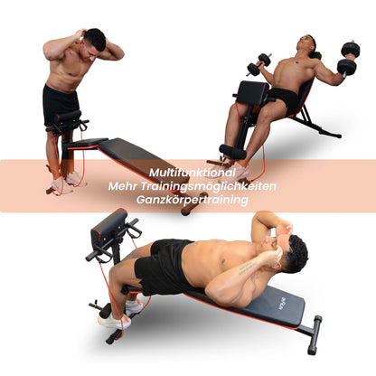 DH FitLife Hantelbank klappbar mit Curlbank & Beinstrecker