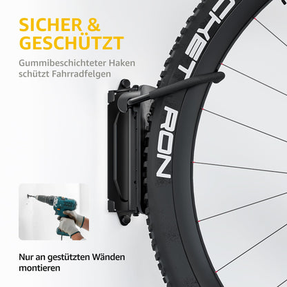 monTEK Fahrrad-Wandhalterung schwenkbar, Wandfahrradständer bis 30 kg